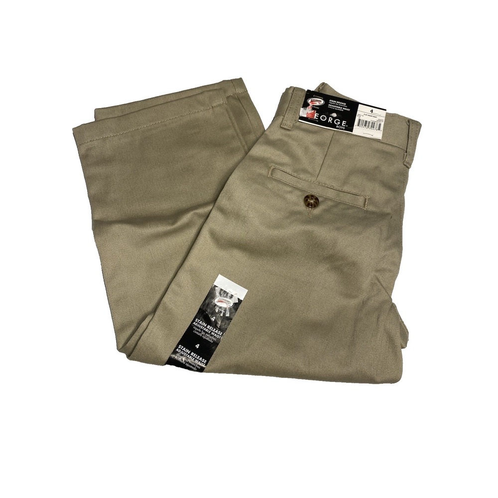 george boys tan pants adjustable waist size 4 school dress‎ pants